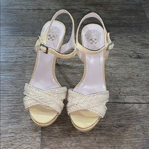 VINCE CAMUTO CAMRYN NUDE WEEVED HEELS STRAPY 6 36